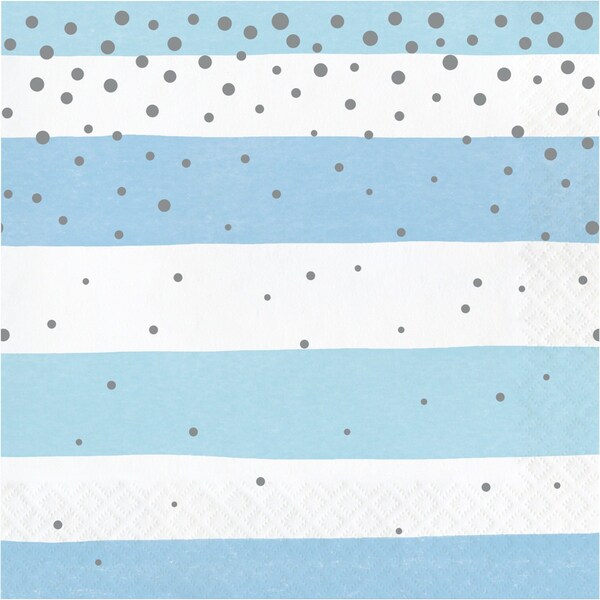 Creative Converting Blue and Silver Celebration Napkins, 6.5", 192PK 346294 - main